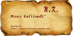 Mincz Kalliopé névjegykártya